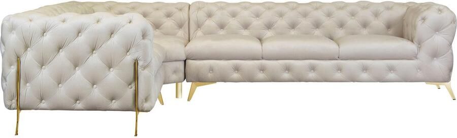 Leonique Chesterfield-bank Amaury L-vorm grote hoekbank chesterfield-look breedte 323 cm kleur van de poten ter keuze - Foto 7