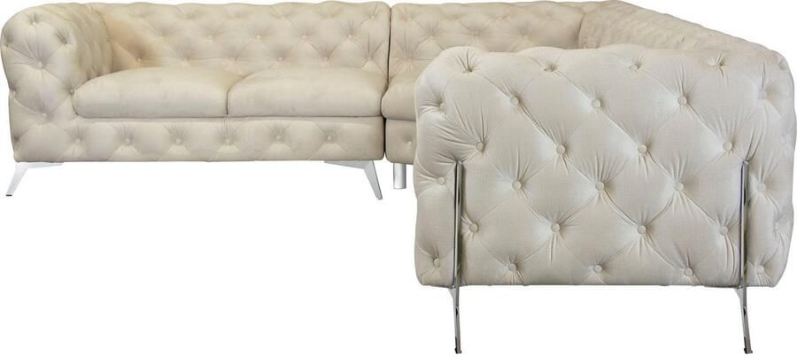 Leonique Chesterfield-bank Amaury L-vorm grote hoekbank chesterfield-look breedte 323 cm kleur van de poten ter keuze - Foto 5