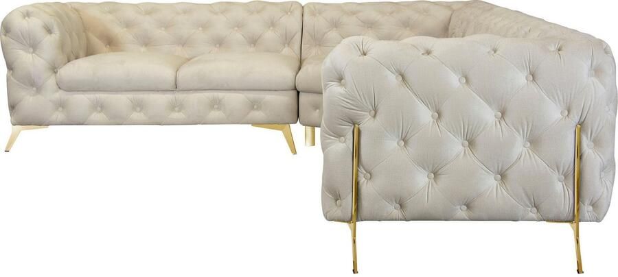 Leonique Chesterfield-bank Amaury L-vorm grote hoekbank chesterfield-look breedte 323 cm kleur van de poten ter keuze - Foto 5