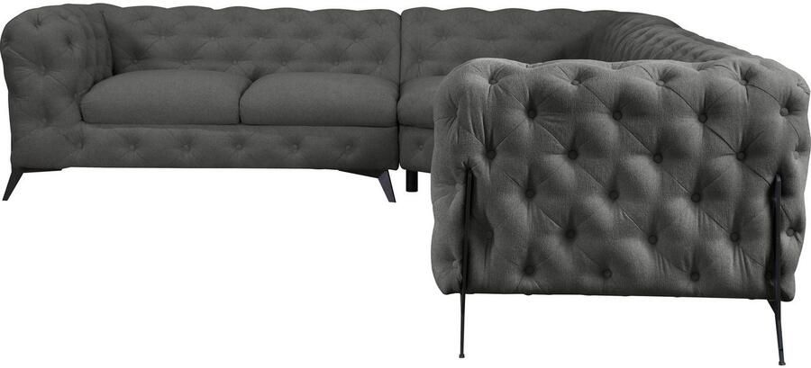 Leonique Chesterfield-bank Amaury L-vorm grote hoekbank chesterfield-look breedte 323 cm kleur van de poten ter keuze - Foto 4