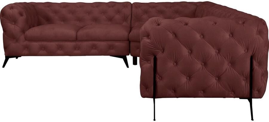 Leonique Chesterfield-bank Amaury L-vorm grote hoekbank chesterfield-look breedte 323 cm kleur van de poten ter keuze - Foto 4