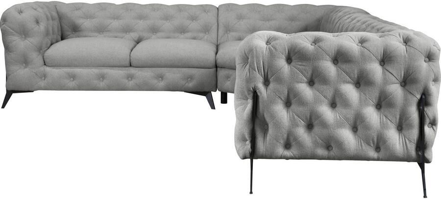 Leonique Chesterfield-bank Amaury L-vorm grote hoekbank chesterfield-look breedte 323 cm kleur van de poten ter keuze - Foto 4