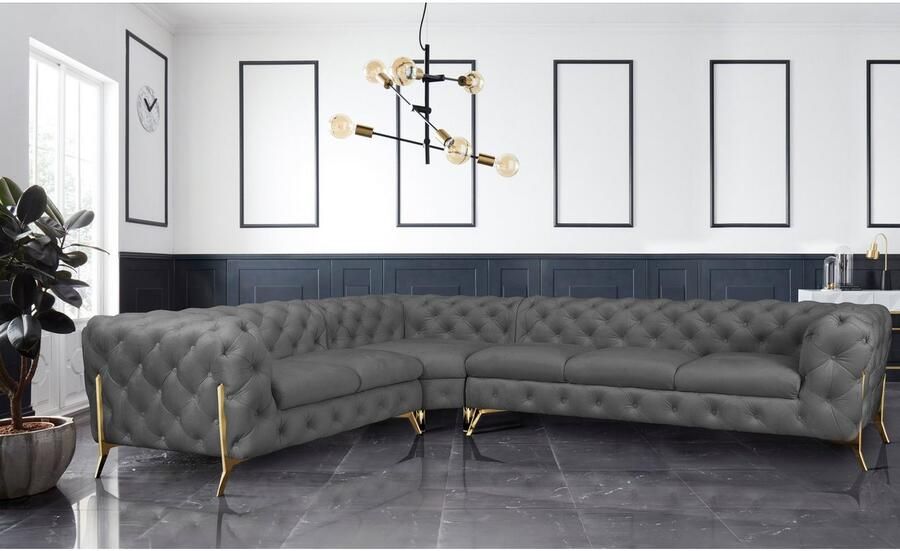 Home affaire Chesterfield-bank Amaury L-vorm grote hoekbank chesterfield-look breedte 323 cm kleur van de poten ter keuze - Foto 2