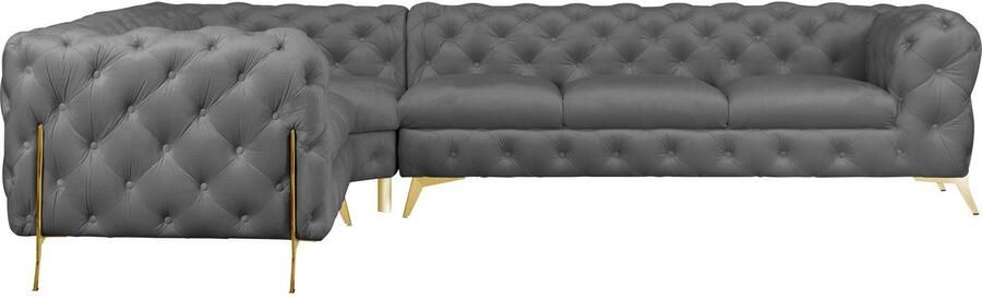 Home affaire Chesterfield-bank Amaury L-vorm grote hoekbank chesterfield-look breedte 323 cm kleur van de poten ter keuze - Foto 5