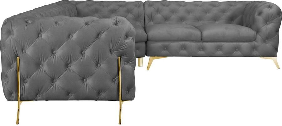 Leonique Chesterfield-bank Amaury L-vorm grote hoekbank chesterfield-look breedte 323 cm kleur van de poten ter keuze - Foto 4