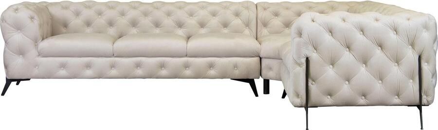 Leonique Chesterfield-bank Amaury L-vorm grote hoekbank chesterfield-look breedte 323 cm kleur van de poten ter keuze - Foto 7