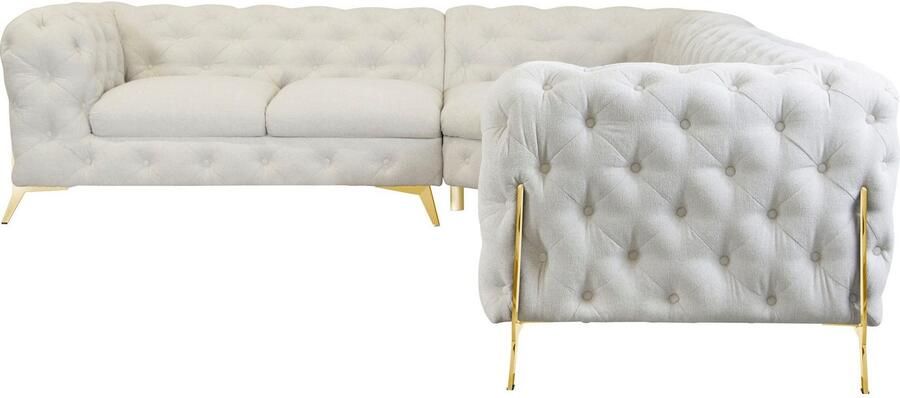 Leonique Chesterfield-bank Amaury L-vorm grote hoekbank chesterfield-look breedte 323 cm kleur van de poten ter keuze - Foto 4