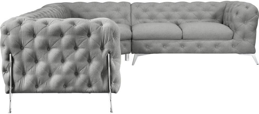 Leonique Chesterfield-bank Amaury L-vorm grote hoekbank chesterfield-look breedte 323 cm kleur van de poten ter keuze - Foto 5