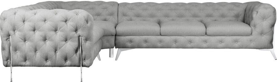 Home affaire Chesterfield-bank Amaury L-vorm grote hoekbank chesterfield-look breedte 323 cm kleur van de poten ter keuze - Foto 5