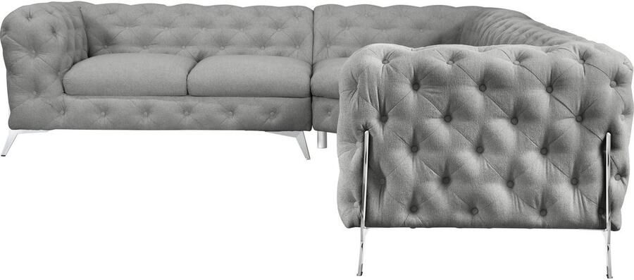 Leonique Chesterfield-bank Amaury L-vorm grote hoekbank chesterfield-look breedte 323 cm kleur van de poten ter keuze - Foto 3