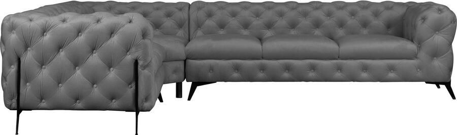 Leonique Chesterfield-bank Amaury L-vorm grote hoekbank chesterfield-look breedte 323 cm kleur van de poten ter keuze - Foto 6