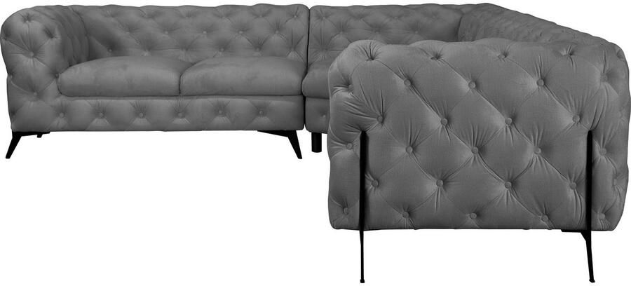 Leonique Chesterfield-bank Amaury L-vorm grote hoekbank chesterfield-look breedte 323 cm kleur van de poten ter keuze - Foto 4