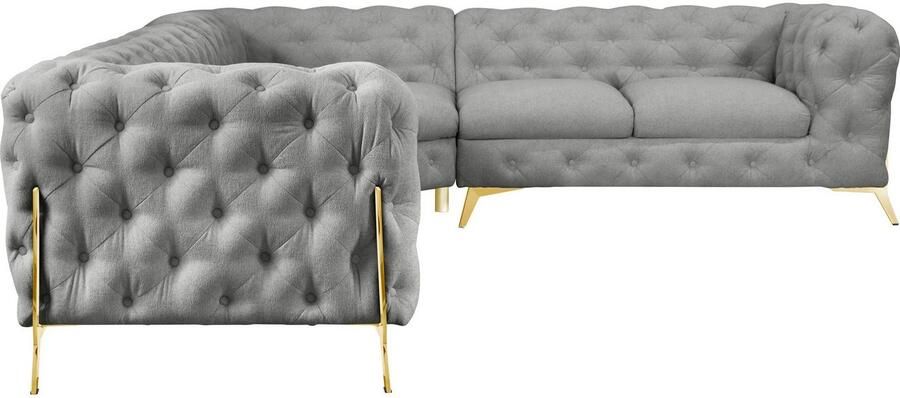 Leonique Chesterfield-bank Amaury L-vorm grote hoekbank chesterfield-look breedte 323 cm kleur van de poten ter keuze - Foto 5