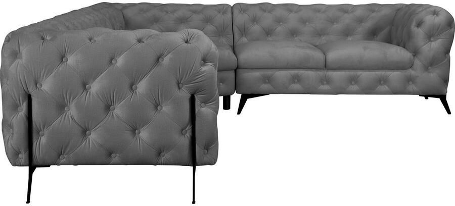 Leonique Chesterfield-bank Amaury L-vorm grote hoekbank chesterfield-look breedte 323 cm kleur van de poten ter keuze - Foto 5