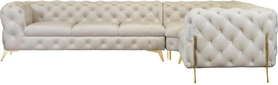 Leonique Chesterfield-bank Amaury L-vorm grote hoekbank chesterfield-look breedte 323 cm kleur van de poten ter keuze - Foto 7