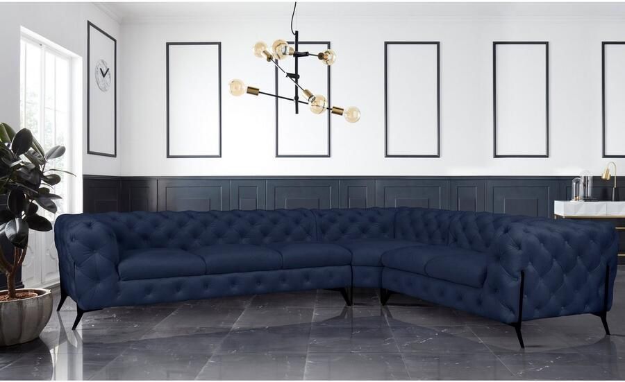 Leonique Chesterfield-bank Amaury L-vorm grote hoekbank chesterfield-look breedte 323 cm kleur van de poten ter keuze