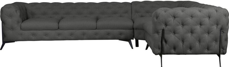 Leonique Chesterfield-bank Amaury L-vorm grote hoekbank chesterfield-look breedte 323 cm kleur van de poten ter keuze - Foto 6