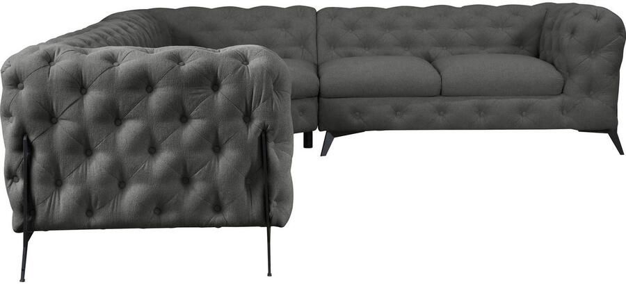 Leonique Chesterfield-bank Amaury L-vorm grote hoekbank chesterfield-look breedte 323 cm kleur van de poten ter keuze - Foto 4