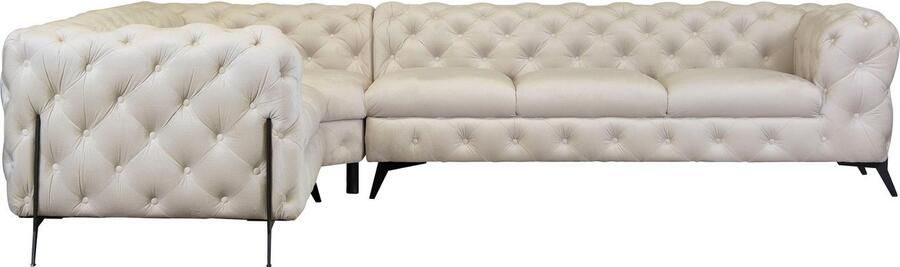 Leonique Chesterfield-bank Amaury L-vorm grote hoekbank chesterfield-look breedte 323 cm kleur van de poten ter keuze - Foto 7