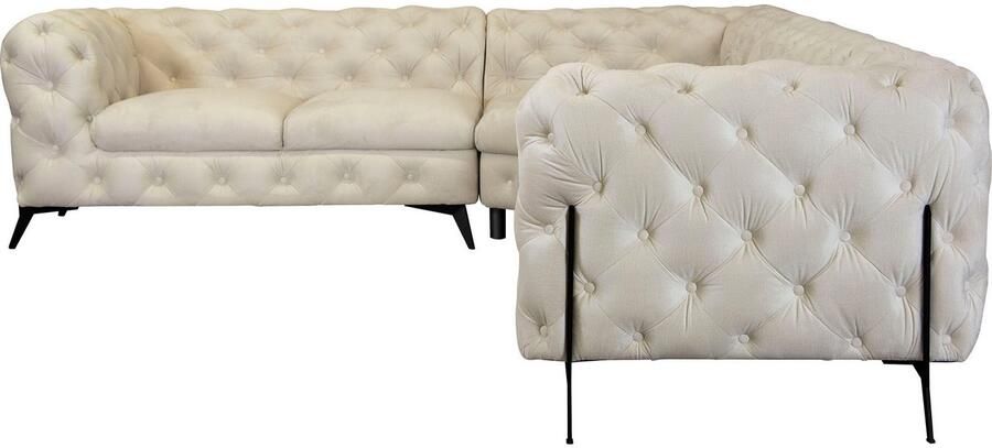 Leonique Chesterfield-bank Amaury L-vorm grote hoekbank chesterfield-look breedte 323 cm kleur van de poten ter keuze - Foto 5