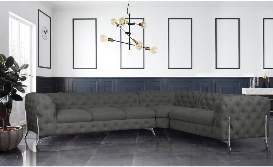 Home affaire Chesterfield-bank Amaury L-vorm grote hoekbank chesterfield-look breedte 323 cm kleur van de poten ter keuze - Foto 2