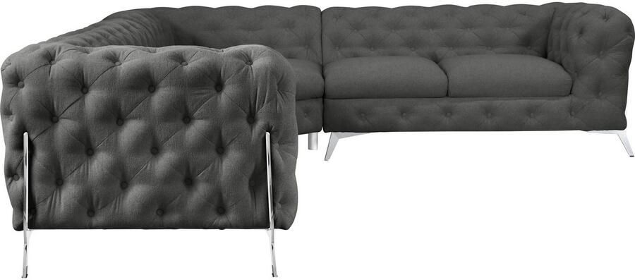 Leonique Chesterfield-bank Amaury L-vorm grote hoekbank chesterfield-look breedte 323 cm kleur van de poten ter keuze - Foto 4