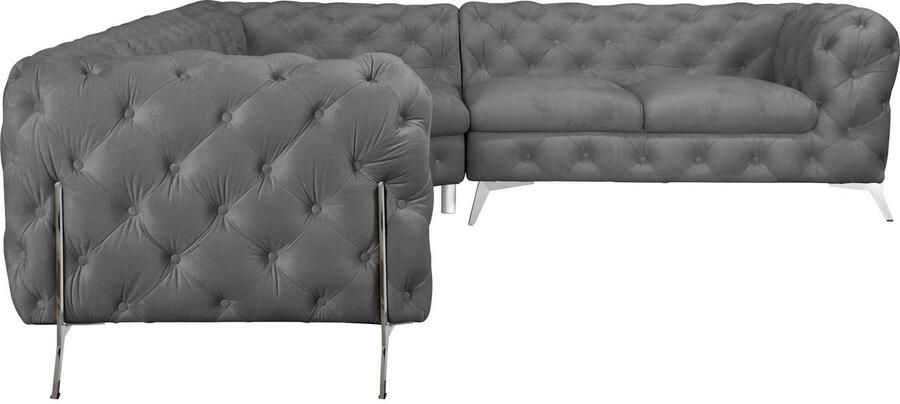 Leonique Chesterfield-bank Amaury L-vorm grote hoekbank chesterfield-look breedte 323 cm kleur van de poten ter keuze - Foto 4