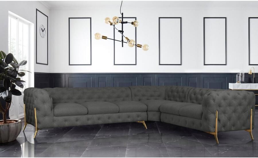 Home affaire Chesterfield-bank Amaury L-vorm grote hoekbank chesterfield-look breedte 323 cm kleur van de poten ter keuze - Foto 2