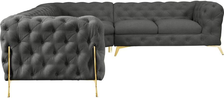 Leonique Chesterfield-bank Amaury L-vorm grote hoekbank chesterfield-look breedte 323 cm kleur van de poten ter keuze - Foto 4