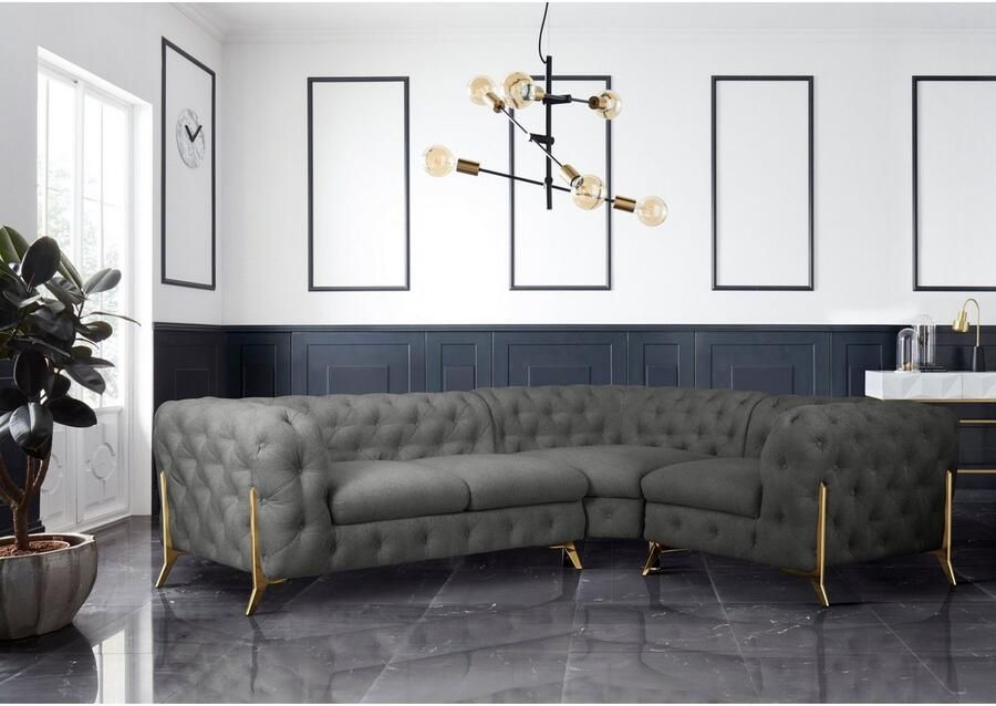 Home affaire Chesterfield-bank Amaury L-vorm moderne chersterfield-look breedte 262 cm kleur van de poten ter keuze - Foto 2