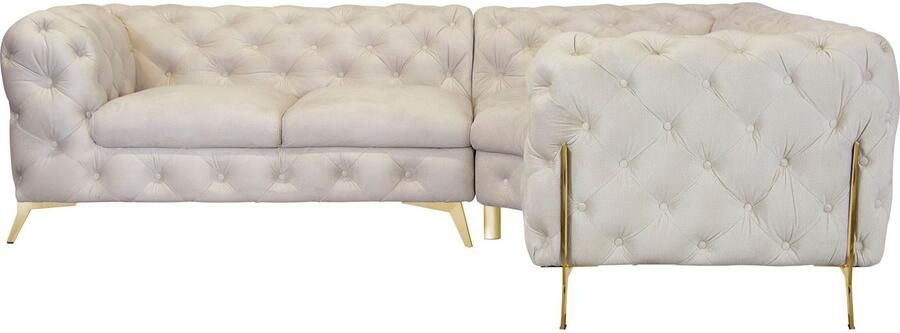 Leonique Chesterfield-bank Amaury L-vorm moderne chersterfield-look breedte 262 cm kleur van de poten ter keuze - Foto 8