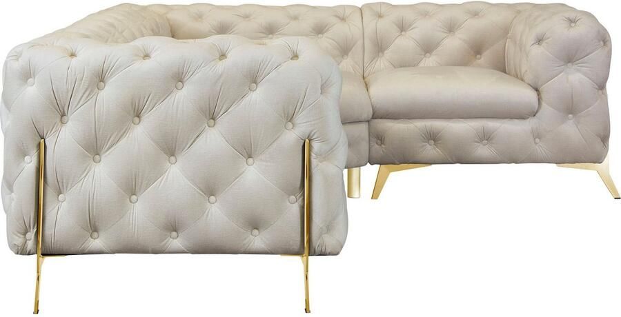 Leonique Chesterfield-bank Amaury L-vorm moderne chersterfield-look breedte 262 cm kleur van de poten ter keuze - Foto 5