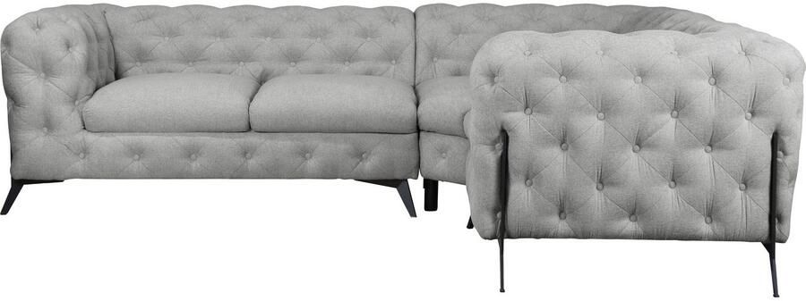 Leonique Chesterfield-bank Amaury L-vorm moderne chersterfield-look breedte 262 cm kleur van de poten ter keuze - Foto 7