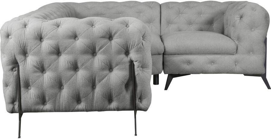 Leonique Chesterfield-bank Amaury L-vorm moderne chersterfield-look breedte 262 cm kleur van de poten ter keuze - Foto 5