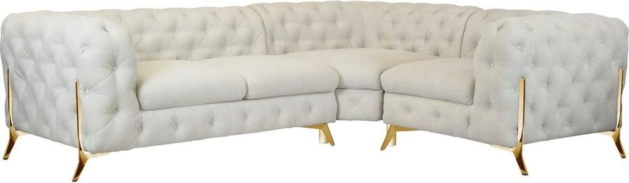 Leonique Chesterfield-bank Amaury L-vorm moderne chersterfield-look breedte 262 cm kleur van de poten ter keuze - Foto 12