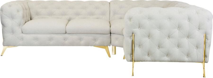 Leonique Chesterfield-bank Amaury L-vorm moderne chersterfield-look breedte 262 cm kleur van de poten ter keuze - Foto 7