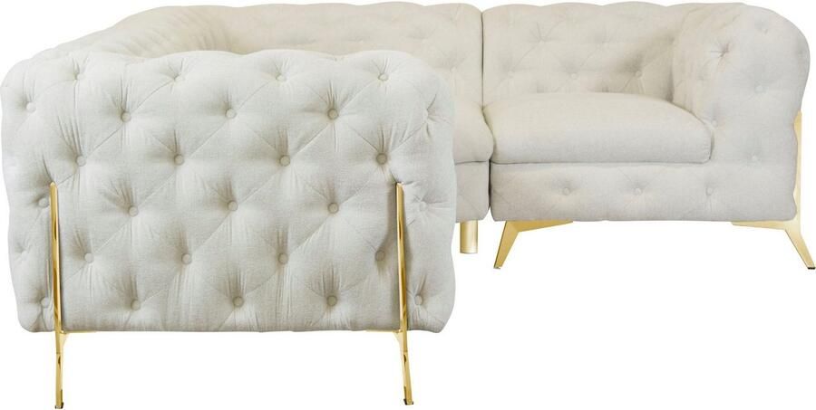 Leonique Chesterfield-bank Amaury L-vorm moderne chersterfield-look breedte 262 cm kleur van de poten ter keuze - Foto 5