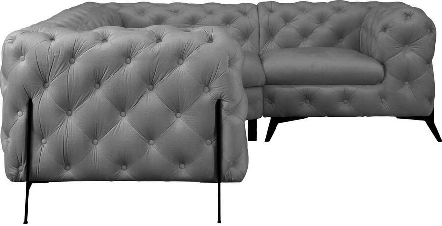 Leonique Chesterfield-bank Amaury L-vorm moderne chersterfield-look breedte 262 cm kleur van de poten ter keuze - Foto 5