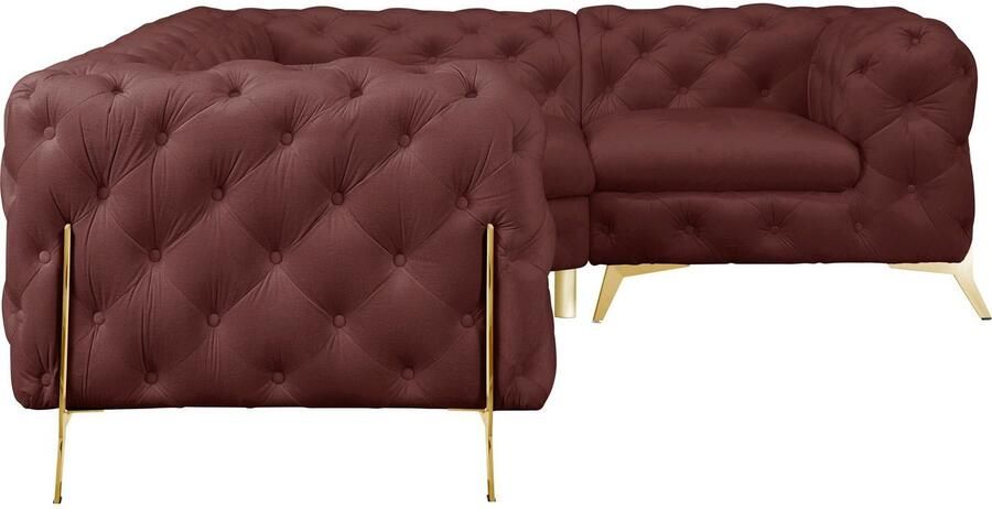 Leonique Chesterfield-bank Amaury L-vorm moderne chersterfield-look breedte 262 cm kleur van de poten ter keuze - Foto 4