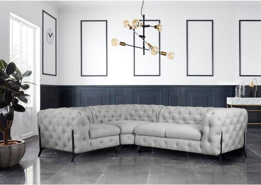 Home affaire Chesterfield-bank Amaury L-vorm moderne chersterfield-look breedte 262 cm kleur van de poten ter keuze - Foto 2