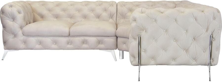 Leonique Chesterfield-bank Amaury L-vorm moderne chersterfield-look breedte 262 cm kleur van de poten ter keuze - Foto 8