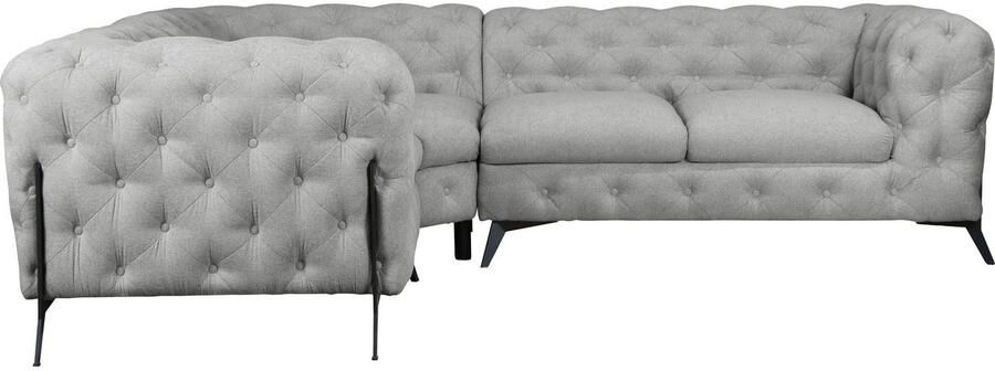 Leonique Chesterfield-bank Amaury L-vorm moderne chersterfield-look breedte 262 cm kleur van de poten ter keuze - Foto 6