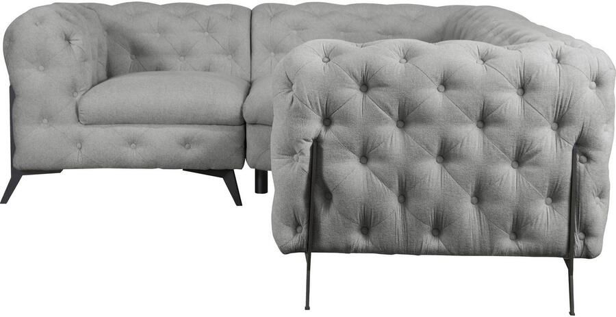 Leonique Chesterfield-bank Amaury L-vorm moderne chersterfield-look breedte 262 cm kleur van de poten ter keuze - Foto 4