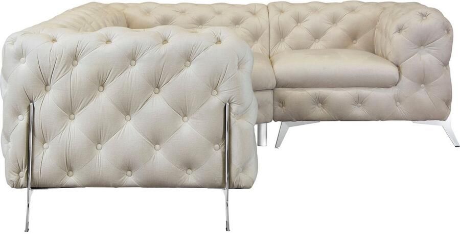 Leonique Chesterfield-bank Amaury L-vorm moderne chersterfield-look breedte 262 cm kleur van de poten ter keuze - Foto 5