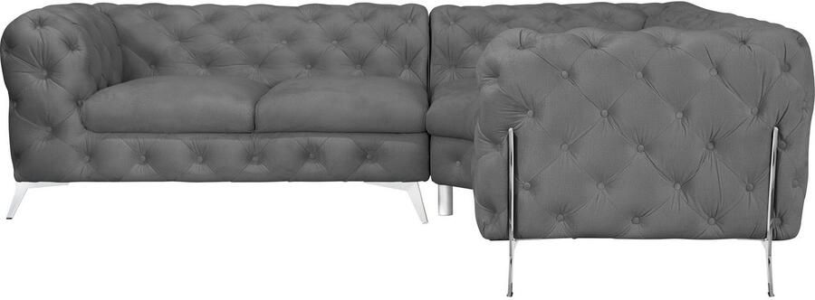 Leonique Chesterfield-bank Amaury L-vorm moderne chersterfield-look breedte 262 cm kleur van de poten ter keuze - Foto 8