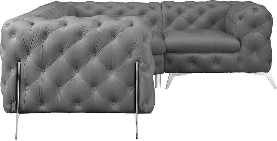 Leonique Chesterfield-bank Amaury L-vorm moderne chersterfield-look breedte 262 cm kleur van de poten ter keuze - Foto 5