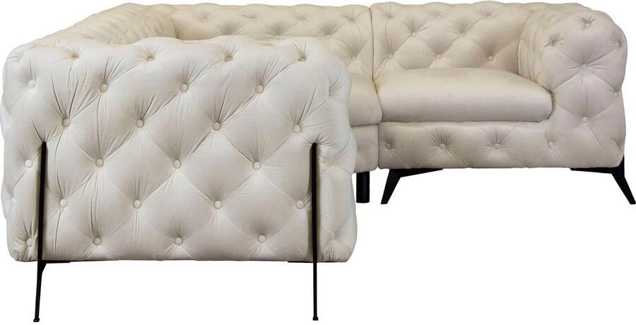 Leonique Chesterfield-bank Amaury L-vorm moderne chersterfield-look breedte 262 cm kleur van de poten ter keuze - Foto 5