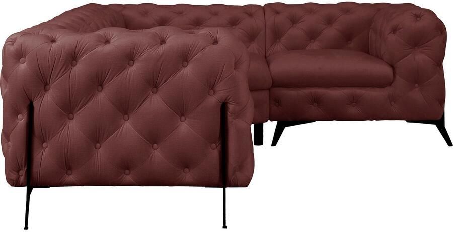 Leonique Chesterfield-bank Amaury L-vorm moderne chersterfield-look breedte 262 cm kleur van de poten ter keuze - Foto 5