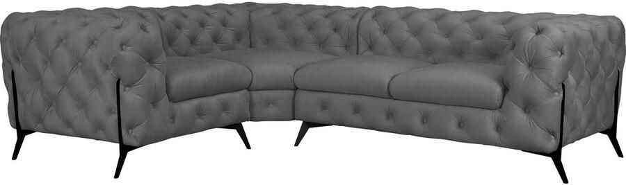 Leonique Chesterfield-bank Amaury L-vorm moderne chersterfield-look breedte 262 cm kleur van de poten ter keuze - Foto 7