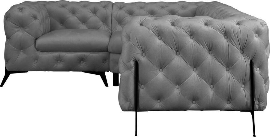Home affaire Chesterfield-bank Amaury L-vorm moderne chersterfield-look breedte 262 cm kleur van de poten ter keuze - Foto 4